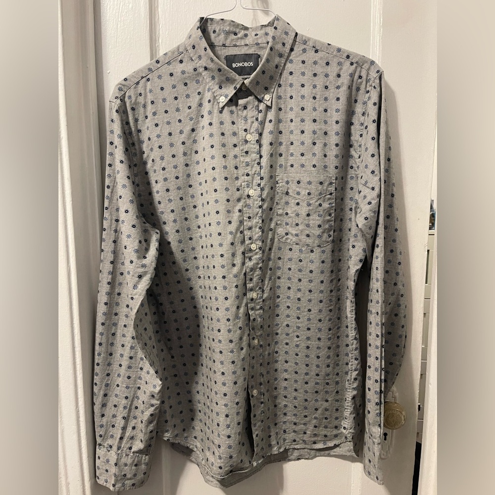 Bonobos Blue and Gray Patterned Men's Shirt